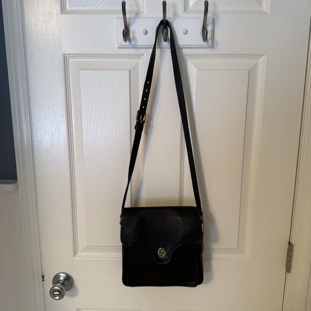 Vintage Coach Shelton Black Leather Shoulder Crossbody Bag Purse #9917 - Picture 16 of 16